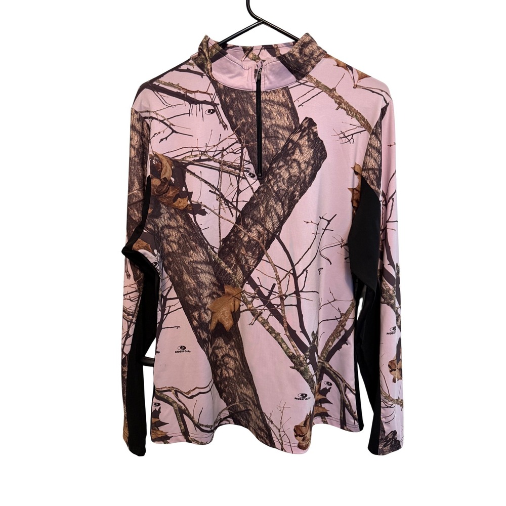 Mossy Oak Break-Up Pink Camo Quarter Zip Pullover Womens‎ Large Long Sleeve Top